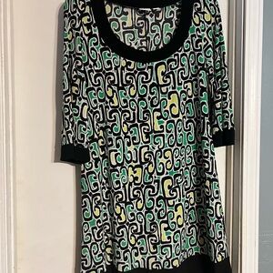 Cato Black and Green Patterned Tunic Dress
